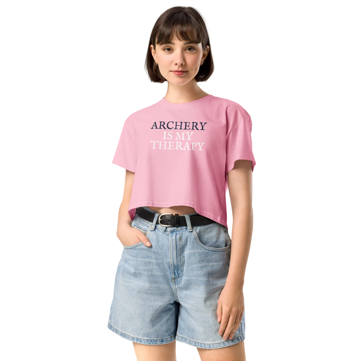 Women's Archery Is My Therapy Crop Top, worn